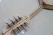 A maple neck with blackwood core on a Celtic teardrop mandolin. Schaller tuners.